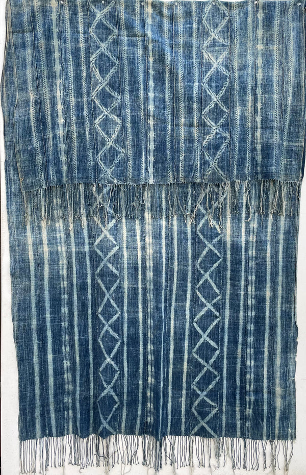 Handcrafted Art Textiles; Woven Fabrics; Other African; Indigo Based; Cotton; Traditional; Intricate Patterns; Home Decor; Vintage; Living Spaces; Indigo Fabric, Handwoven Faded Blue Cotton Textile, Vintage African Indigo, Tribal Cloth Hand Dyed