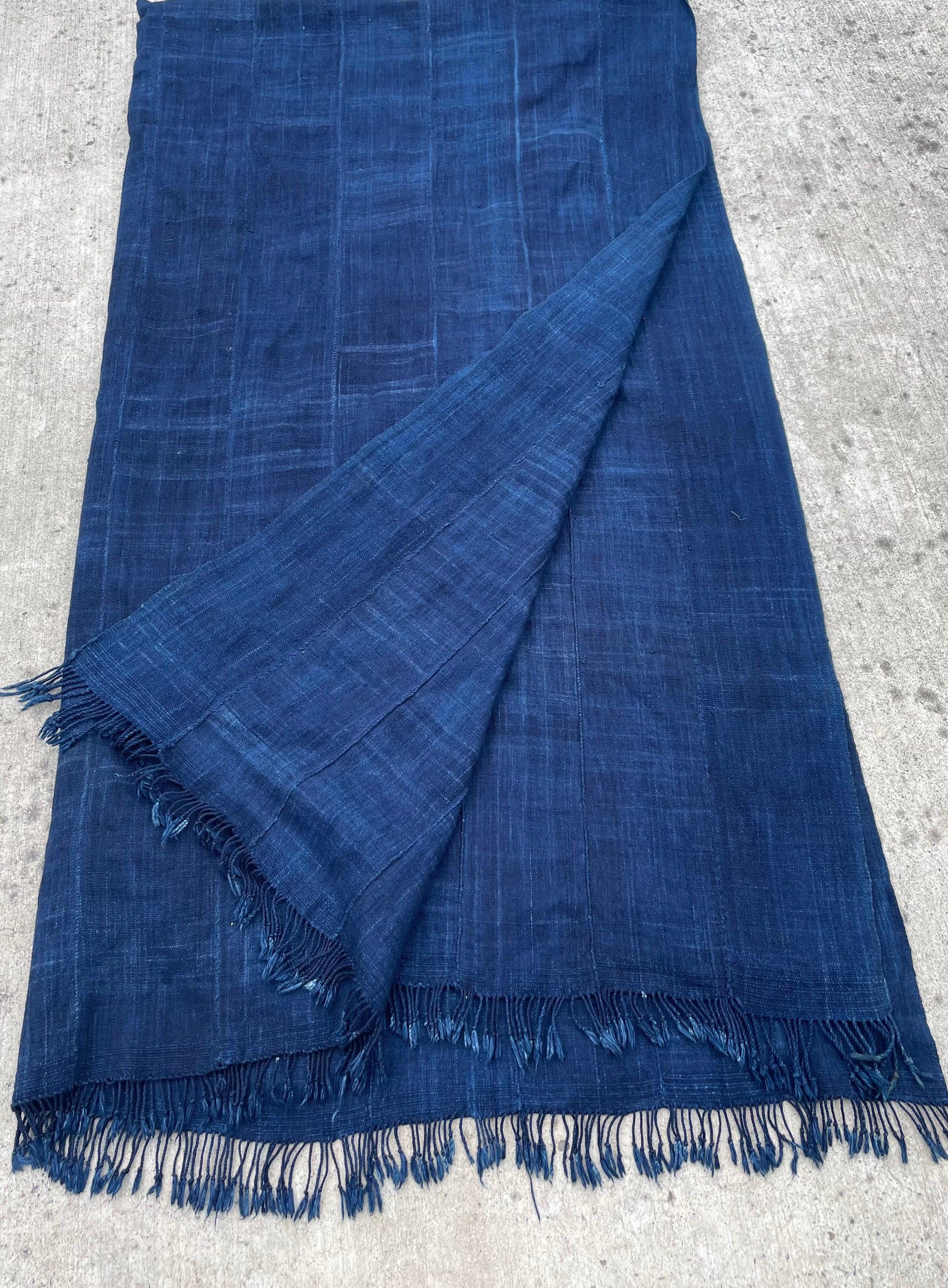 Handcrafted Textiles;Woven Fabrics Of Jute Or Of Other Textile Based Fibers; Vintage; Living Spaces; Home Decor;Indigo Blue Cotton Fabric, Hand Dyed African Cloth
