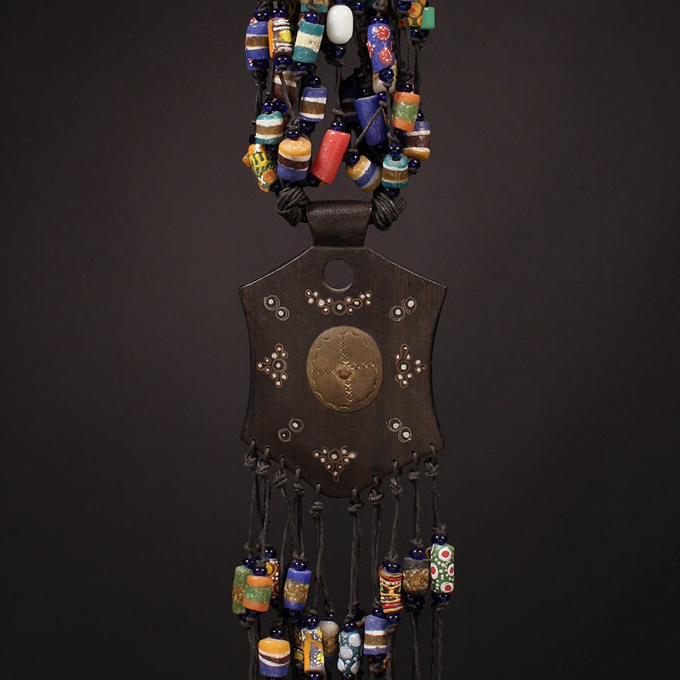 Tribal Necklaces - African Plural Art - African Art - Necklaces - Jewelry - African Tribal Trade Beads, Wood Pendant Necklace