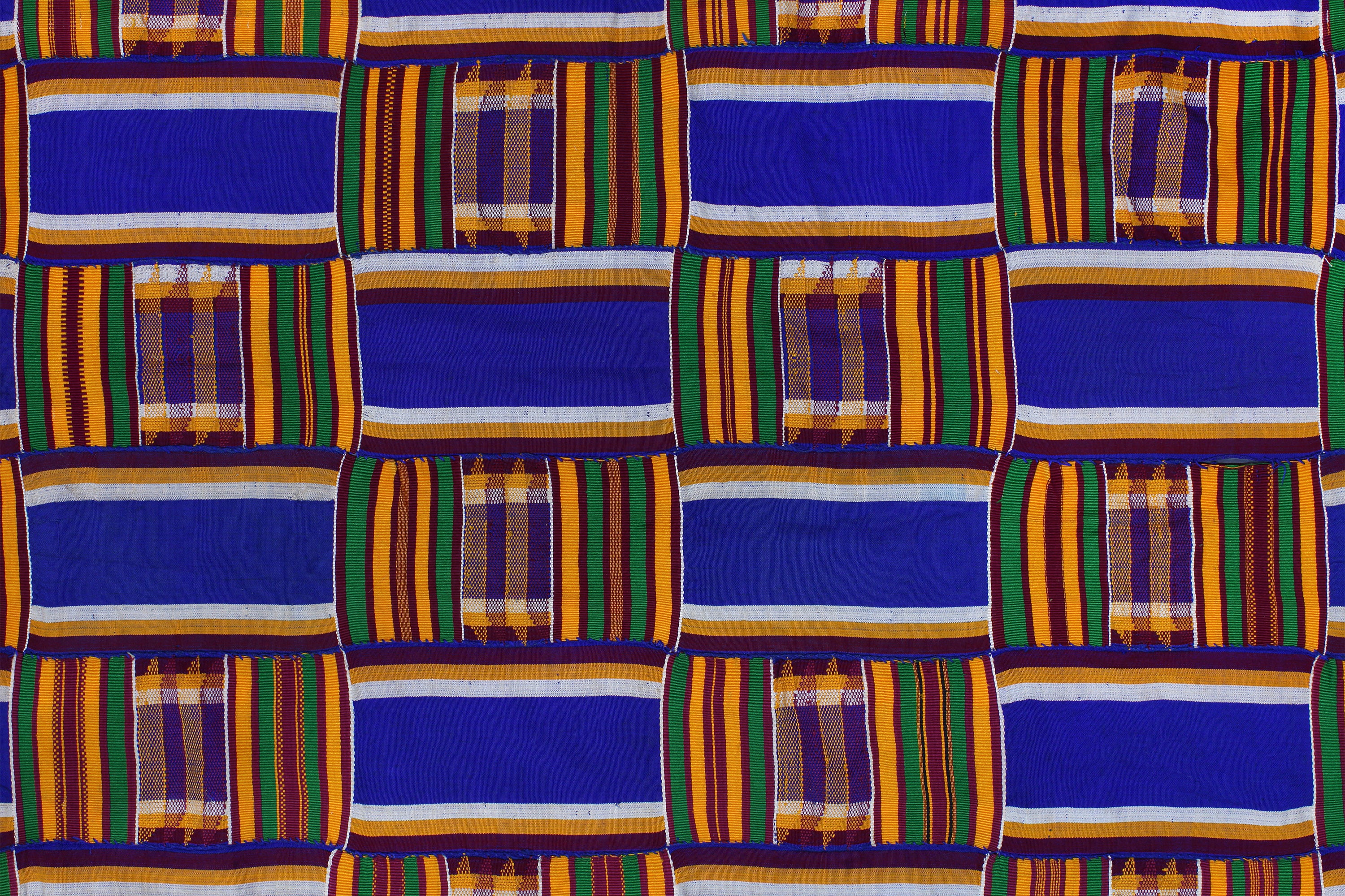 Tribal Textiles;Woven Fabrics Of Jute Or Of Other Textile Bast Fibers;Extra Large, Authentic Ghana Kente, African Hand Dyed Rayon, Woven Cotton, Traditional Ashanti Men Wrap Cloth