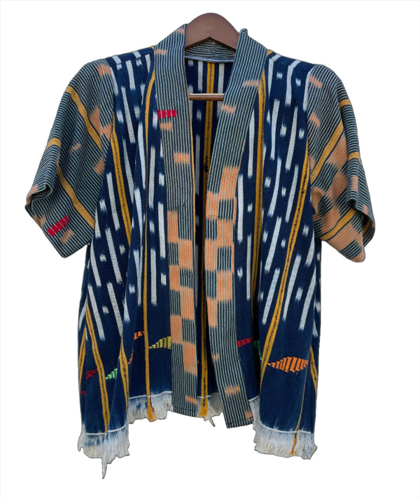 Handcrafted Art ; Mudcloth Clothing; Other African; Baule Textile Indigo Hand Dyed Poncho, Woven Cotton Mudcloth Clothing, African Indigo Vintage Textiles Poncho