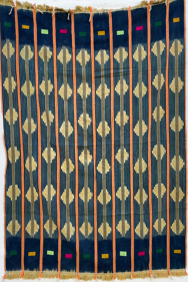 Textiles - African Art;Handcrafted;Handmade, Vintage Baule Ikat, Woven Cotton Textile, Decorative African Fabric, Hand Dyed Cloth