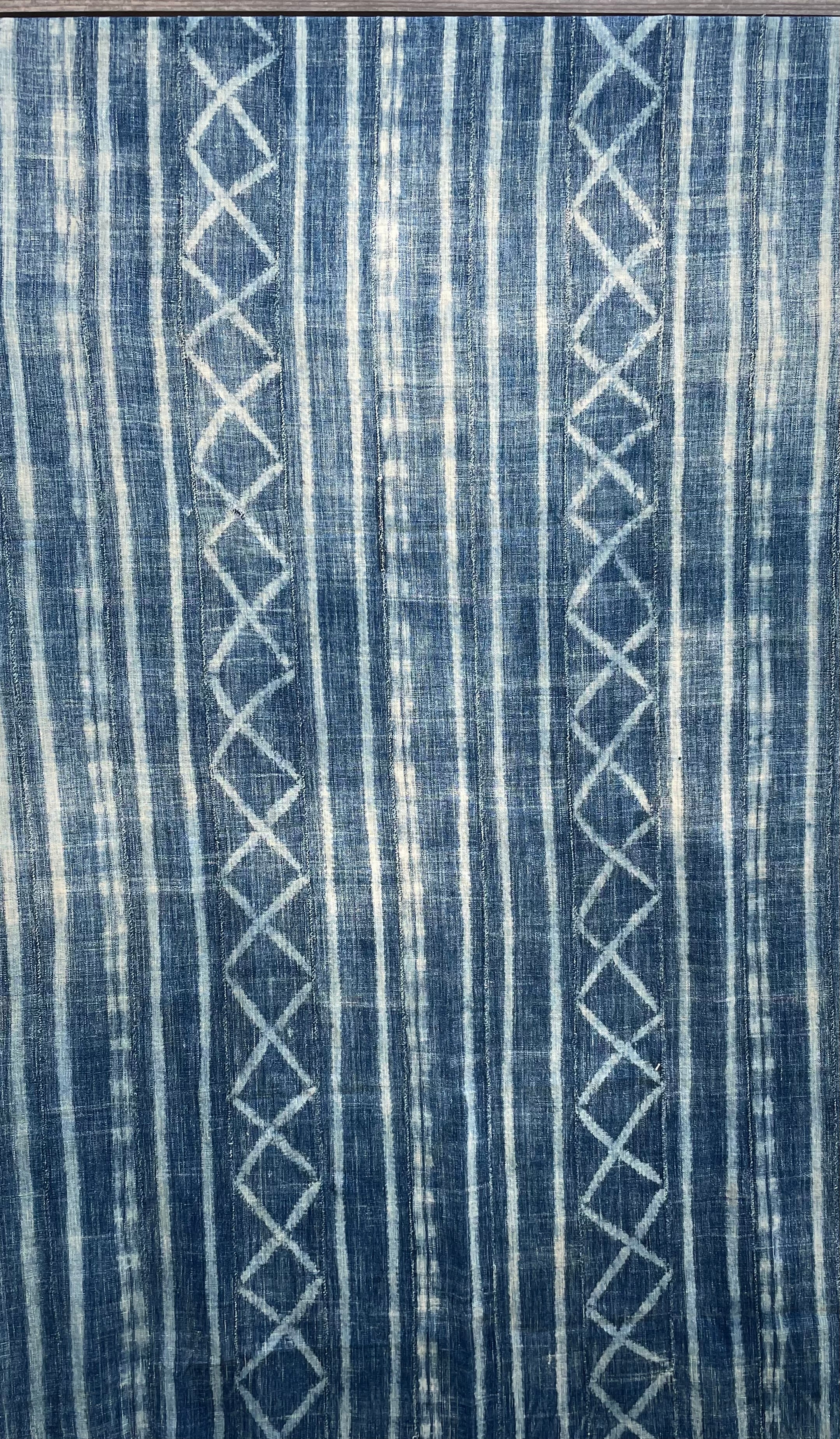 Handcrafted textiles; Indigo Fabric, Handwoven Faded Blue Cotton Textile, Vintage African Indigo, Tribal Cloth Hand Dyed
