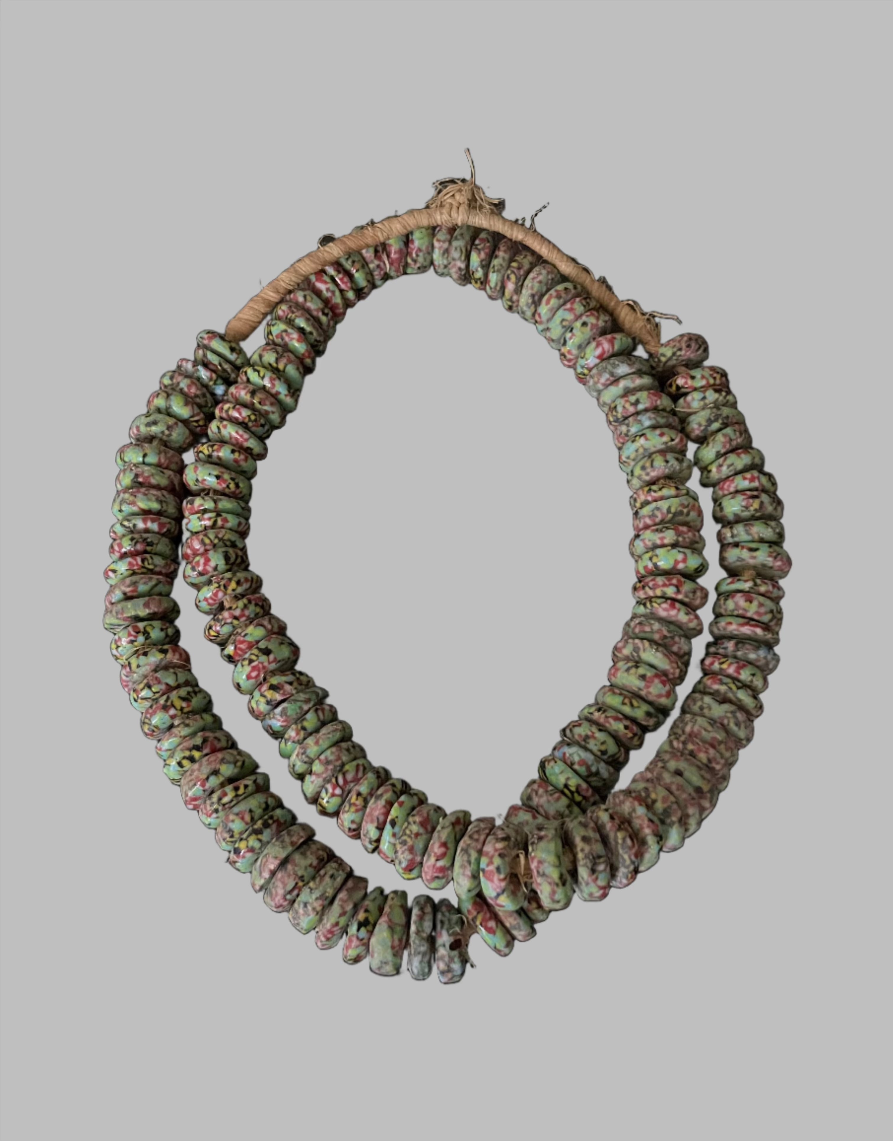 Tribal Art Trade Beads; Beads in Embellishments and Trims; Other African ; Collectors' ; Rare, Collectible Faceted Green Pink, African Glass Trade Beads