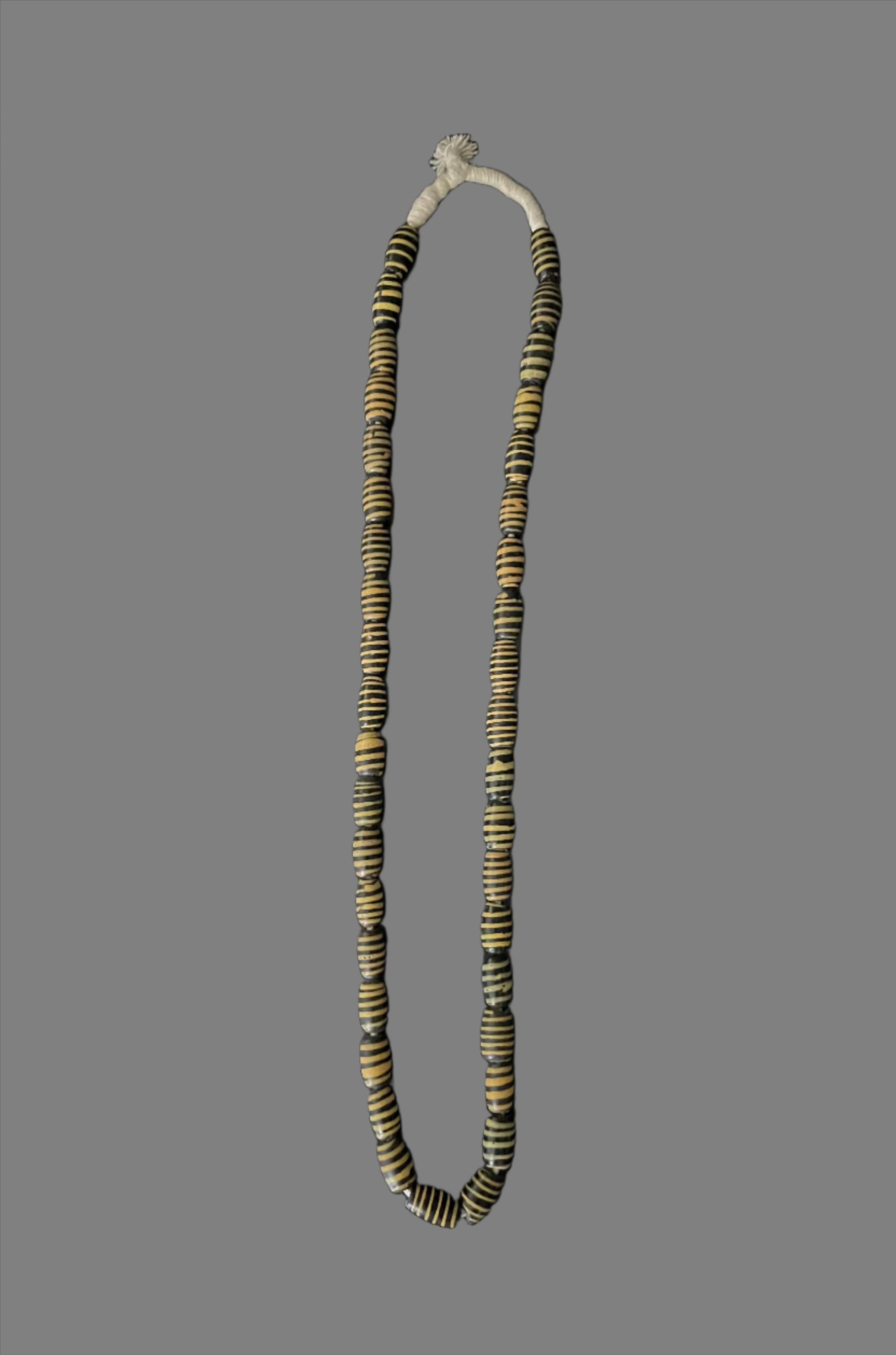 Tribal Trade Beads - African Plural Art - African Art - Beads - Embellishments - Trims - Yellow Black Striped Old Beads,Venetian African Trade Beads