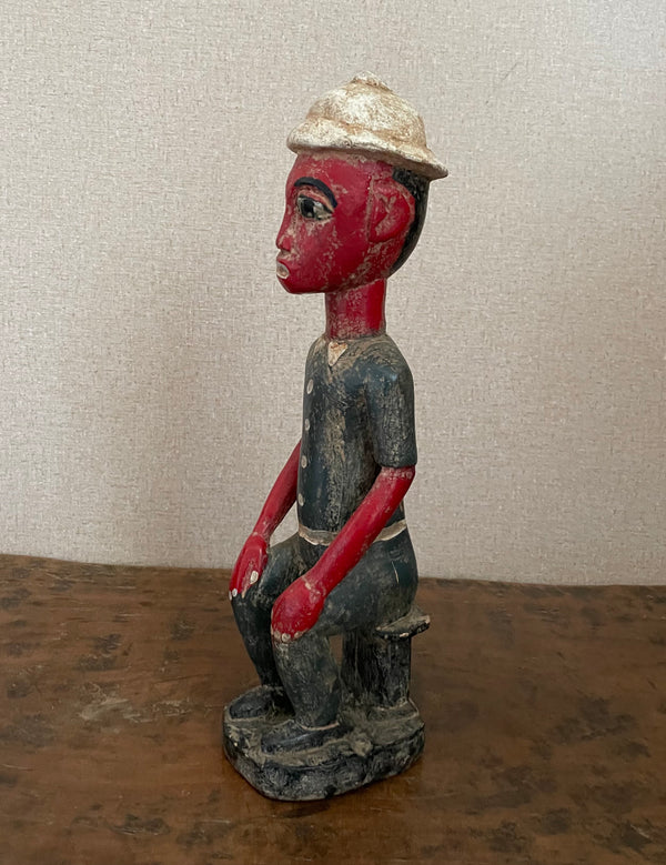 Handcrafted Sculptures - African Art - Home Decor - Wood - Statue - Figurine - Painted - Vintage - Seated - Male