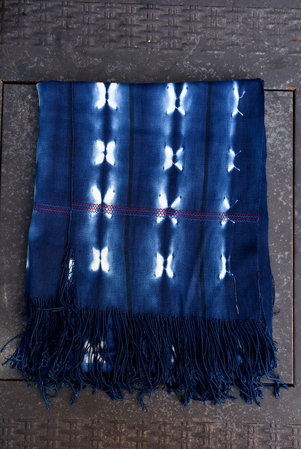 Handcrafted Textiles - Handmade - Contemporary - African Art - Home Decor - Living - Unique Tie Dyed Indigo Textile - Scarf Shawl - Vintage Modern Style - Crafted Mudcloth Fabric - Shawl Stylish - Timeless Any Outfit - 100% Cotton - Accessory Any Season