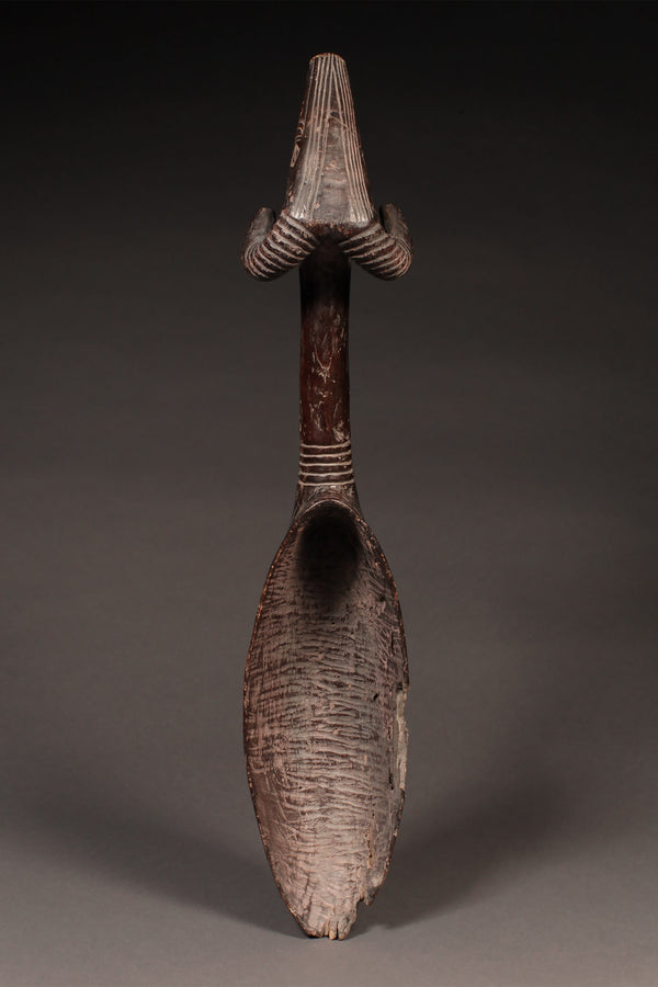 Tribal Objects - African Plural Art - African Art - Objects - Artwork - Decor - Ceremonial Ladle Spoon with Ram's Head, Carved Wood, Dan Tribe
