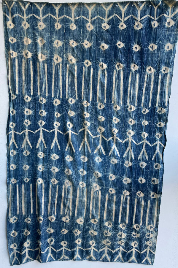 Handcrafted Textiles - African Art - Home Decor - Living - Upholstery - Fabric - Cotton - Indigo - Tie Dyed - Faded Blue - Vintage - Mossi - West Africa - Quilting - Embroidery