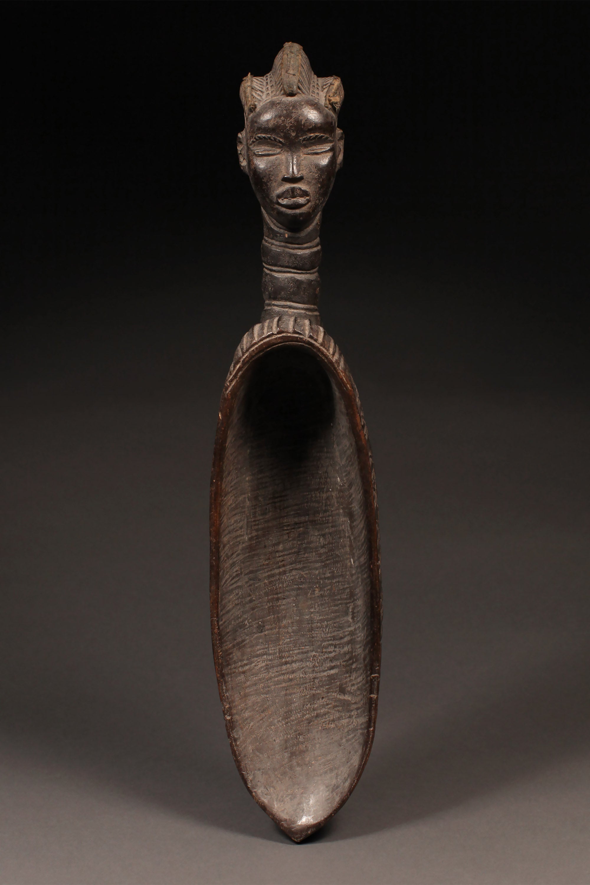 Tribal Objects - Ceremonial - Artwork - African - Folk Art - Artifacts - Dan Ladle Spoon -  Wood -  Used - Sculpture - Collectible