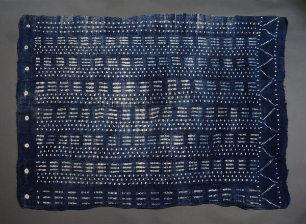 Handcrafted Textiles - African Plural Art - African Art - Textiles - Crafting Materials - Hand Spun Cotton Cloth, Resist Dyed Indigo, Vintage African Dogon Blue Pattern