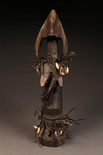 Tribal Sculptures - Traditional - Folk Art - African - Artwork - Objects - Artifacts - Statues Figures - Collectible - Unique One - Of - A - Kind - Mossi Biga Doll - Burkina Faso - Hand Carved - Wood Wrapped Genuine Leather and Cowrie Shells - Perfect for Collectors - Unique Meaningful Piece