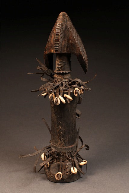 Tribal Sculptures - Traditional - Folk Art - African - Artwork - Objects - Artifacts - Statues Figures - Collectible - Unique One - Of - A - Kind - Mossi Biga Doll - Burkina Faso - Hand Carved - Wood Wrapped Genuine Leather and Cowrie Shells - Perfect for Collectors - Unique Meaningful Piece