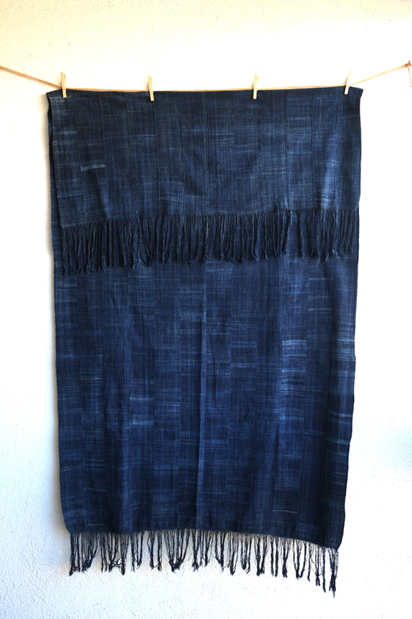 Handcrafted Textiles - African Art - Woven Cotton - Used - Home Decor - African Plural Art - Indigo Dyed Solid Blue Fabric, Vintage West African Cotton Cloth