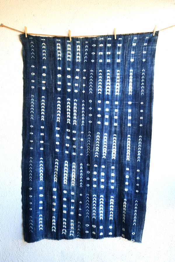 Handcrafted Textiles - African Art - Home Decor - Living - Upholstery - Fabric - Cotton - Indigo - Tie Dyed - Blue - Mossi - Vintage - Shibori