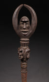 Tribal Objects - African Tribal Art - Ancient Ceremonial Art - Handcrafted Artifacts - Masks - Wood Sculptures - Iron Bronze Objects - Textiles - Art Pieces - African Folk Art - This exquisite Prestige Object from the Dan Tribe of the Ivory Coast is crafted from expertly carved wood and iron. An heirloom-quality artifact, it is a stunning representation of the tribe's art and an elegant addition to any collection of African tribal art. H: 57" Inventory # 10384