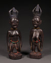 Tribal Sculptures - Traditional - Folk Art - African - Artwork - Objects - Artifacts - Statues Figures - Collectible - Classic Set Ibeji Twin Figures - Yoruba Tribe Nigeria - Carved Wood - Enhanced Intricate Beadwork - Wood Preserved Characteristics Bluing Reckitt's Traditional Charm - Ideal Addition Collection - Showcasing Cultural Heritage