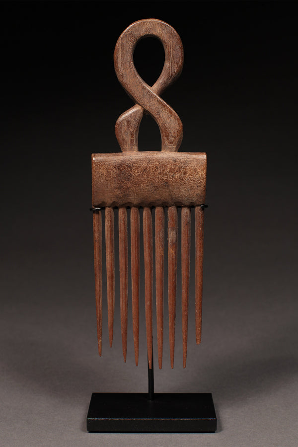 Tribal Objects - African Plural Art - African Art - Objects - Artwork - Decor - Comb with Carved Superstructure, Carved Wood, Ashanti, Ghana, African Sculpture