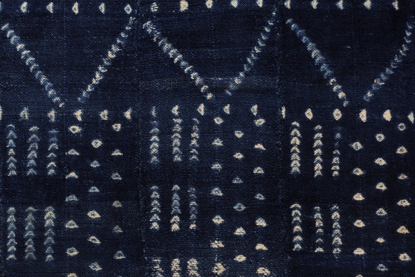 Handcrafted Textiles - African Plural Art - African Art - Textiles - Crafting Materials - Hand Spun Cotton Cloth, Resist Dyed Indigo, Vintage African Dogon Blue Pattern