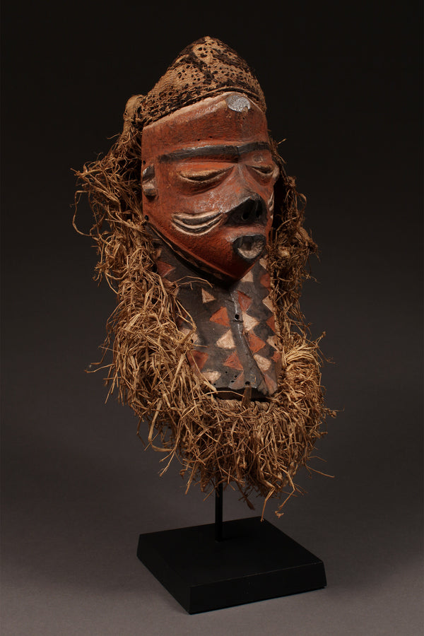Tribal Masks - Handcrafted - Pende Masks - Traditional Folk Art - African Artifacts Sculptures - African Art Collector - Experience the unique artistry and culture of the Pende Tribe with this beautiful forehead mask. Crafted from wood, it is a perfect blend of traditional and modern, highlighting the skill and artistic heritage of the D.R Congo.