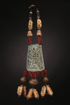 Tribal Necklaces - Handmade - African Art - Jewelry - Traditional - African Necklaces - Beaded - Collectible Necklaces - This truly unique African Tribal Beads, Bronze Necklace Pendant is a collectible made of bronze and bone beads and red glass trade beads. It also makes for great home decor and is sure to lend an air of cultural sophistication to your space. Length: 22.5" Inventory # 10454