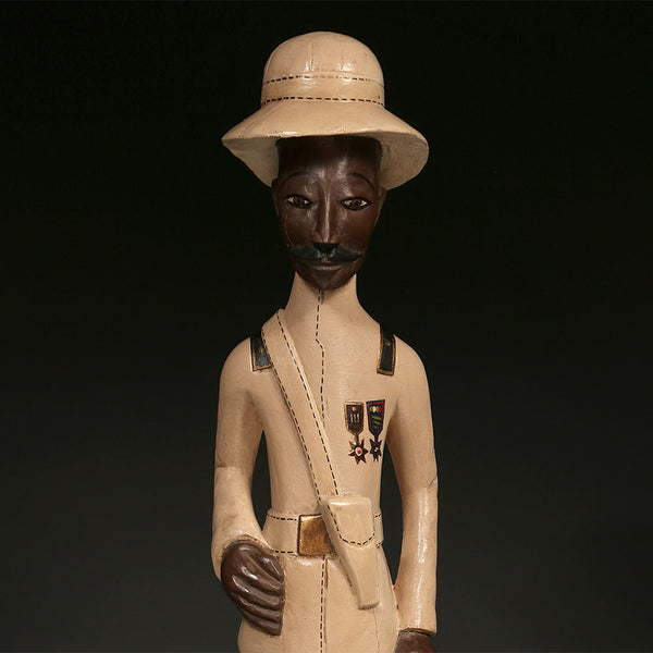 Handcrafted Sculptures - African Art - Home Decor - Wood - Statue - Figurine - Military  Officer - Painted - Artwork