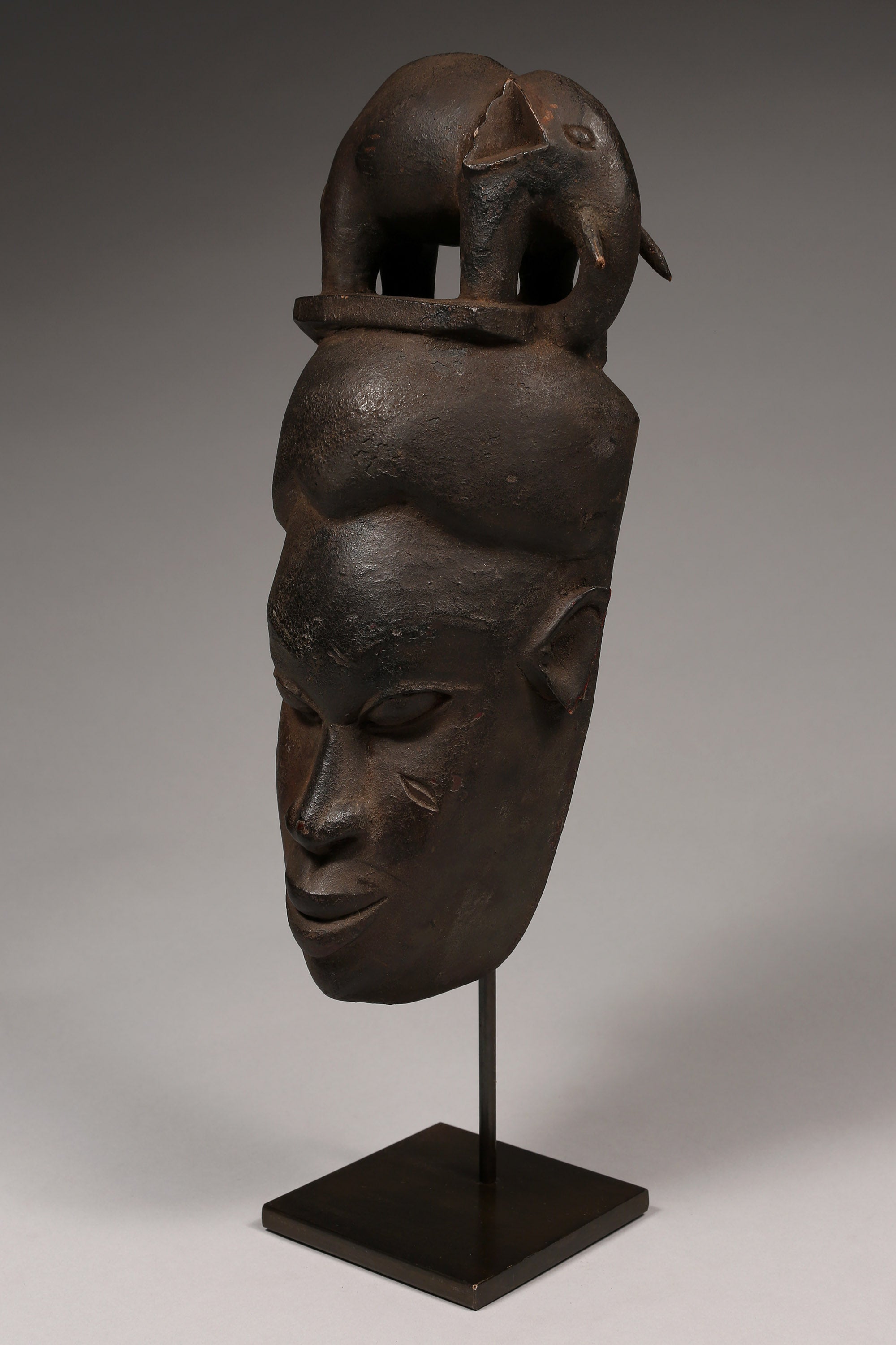 Tribal Masks; Original sculptures and statuary, in any material; Handcrafted; Traditional; Folk Art; Collection; Artifacts;Of an age exceeding 100 years;Kpan Mask, Baule African Art, Carved Wood