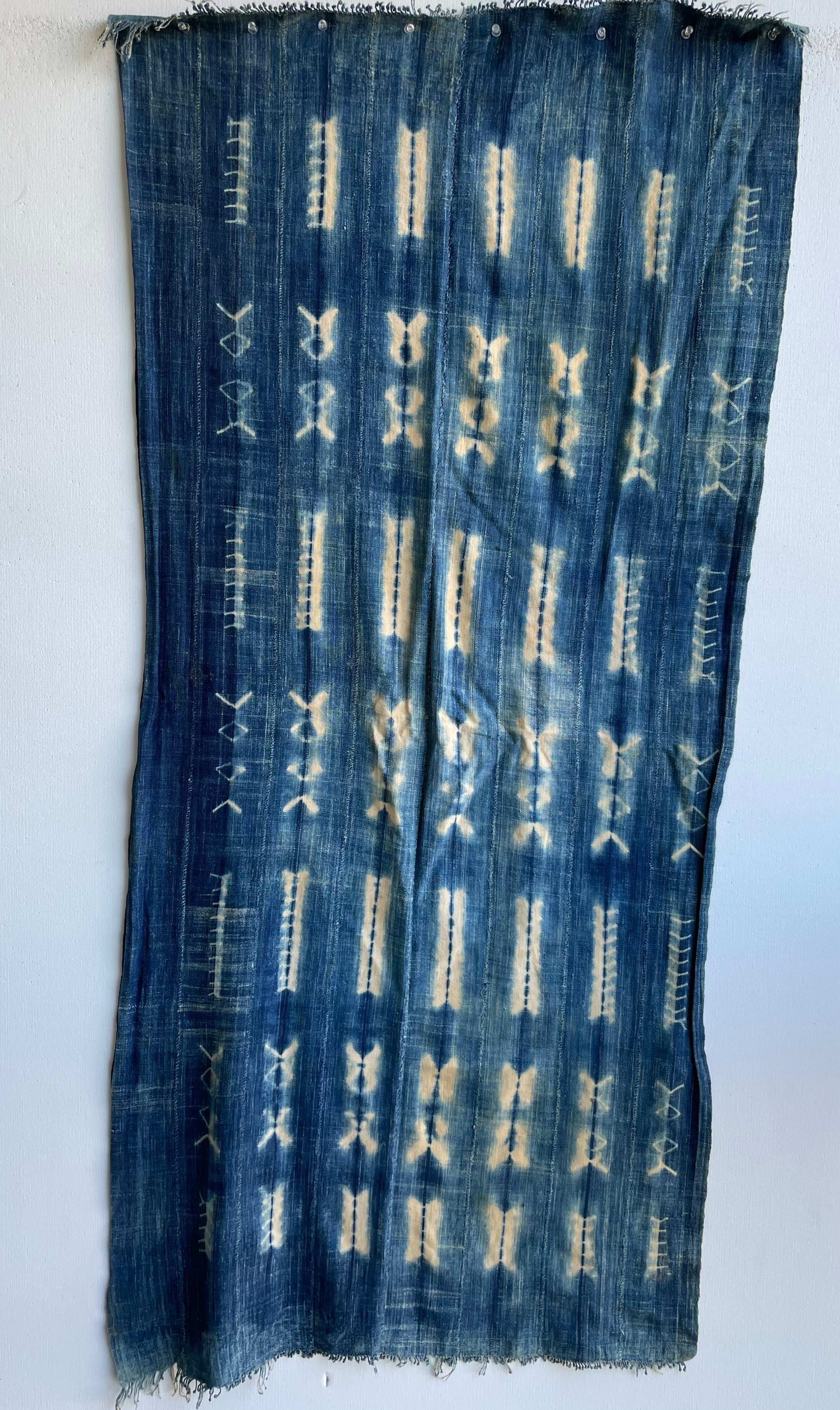 Handcrafted African Art - Scarves Shawls - Tie Dyed  Indigo - Faded Blue - Vintage - Textiles Fabric
