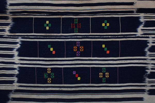 Textiles - African Art ; Tribal;Cotton Wrap-Ikat Cloth, Handwoven  Baule Tribe, Ivory Coast, Wall Decor Tapestry