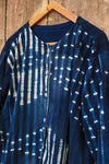 Handcrafted Mudcloth Clothing - Handmade - African Art - Bohemian Look - Striped Indigo Tunic - Blue White - Cotton Mudcloth Fabric - Luxurious - Stylish - Size Medium  - Women