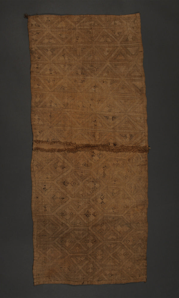 Textiles - African Art ; Tribal;Traditional;Shoowa Overskirt Textile Kuba Tribe, D.R. Congo Embroidered Cut-pile raffia