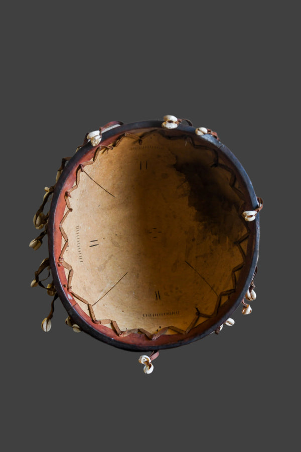 Tribal Objects; Artwork; Collection; Other African; African Calabash Bowl Cowrie Shell, Tribal Instrument Object, Folk Art