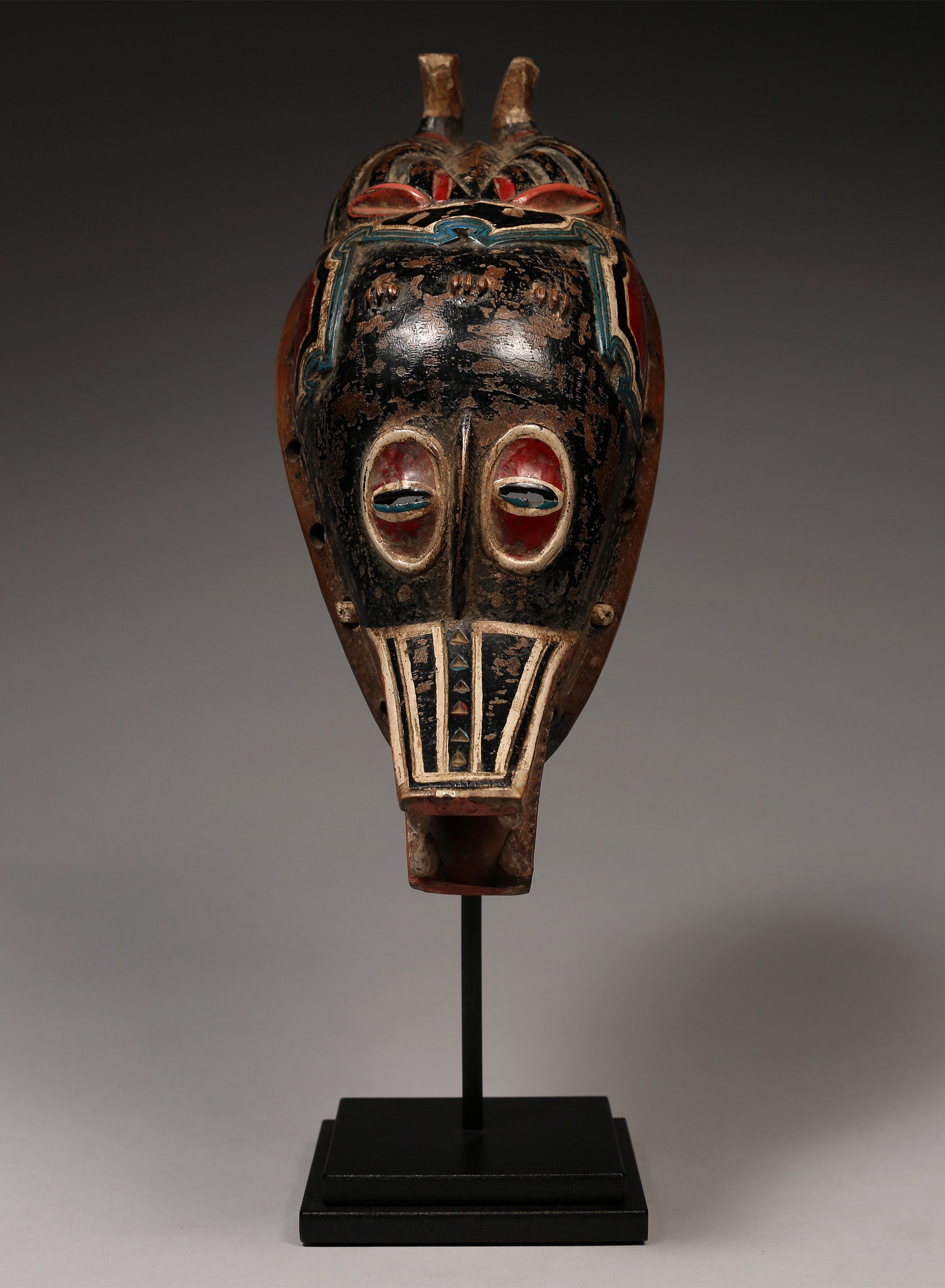 Tribal Masks;African Mask Representing Zamble  Guro Tribe, Wood, Paint, Natural Pigment