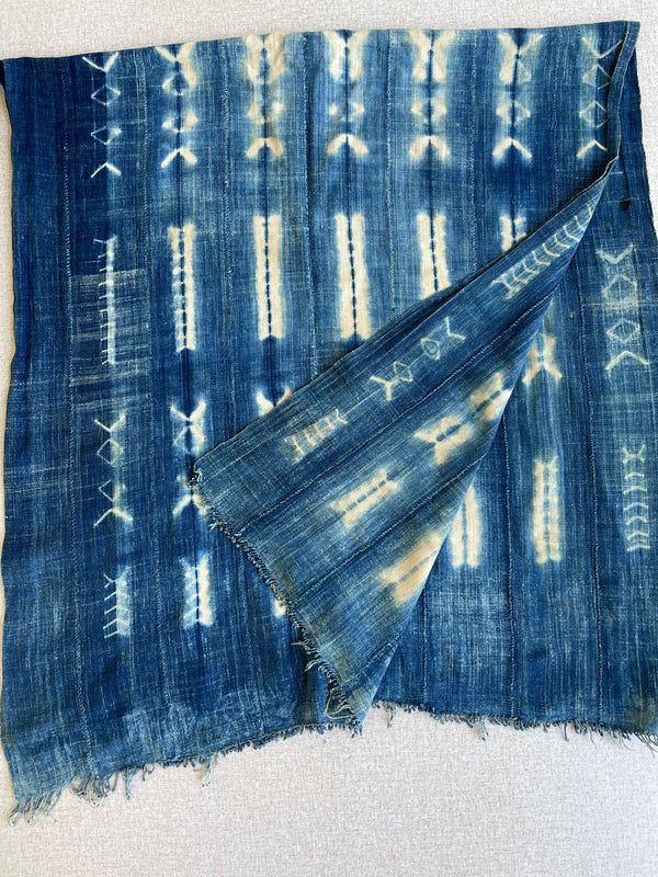 Handcrafted African Art - Scarves Shawls - Tie Dyed  Indigo - Faded Blue - Vintage - Textiles Fabric
