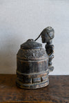 Tribal Objects - African Tribal Art - Ancient Ceremonial Art - Handcrafted Artifacts - Masks - Wood Sculptures - Iron Bronze Objects - Textiles - Art Pieces - African Folk Art - This unique Baule Divination Bowl Figure is an authentic piece of African art. It is an old carved wooden figure, crafted by highly skilled artisans, and is sure to make a statement in any space. The Divination Lidded Vessel Bowl is a perfect addition to any collection of sculptures and objects.Height : 15 inchesDepth: 4 inches