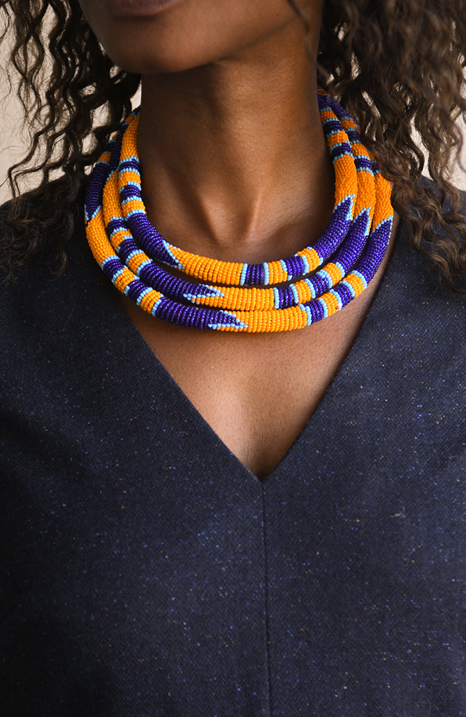 Handcrafted Art - Necklaces; Collection; Other African; Beaded Statement Collar, African Tribal Necklace