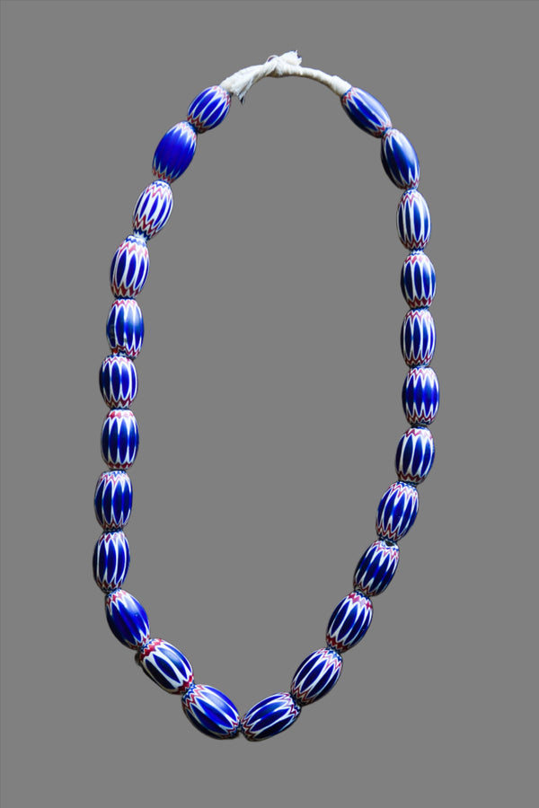 Tribal Art Trade Beads; Beads in Embellishments and Trims; Jewelry Making; Other African ; Collectors' ; Chevron Millefiori Beads, African Art Trade Beads Necklace
