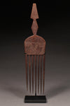 Tribal Objects; Artwork; Collection; Other African; Comb with Geometric Incisions, Carved Wood, Ashanti, Asante, Ghana, African Artifact Sculpture