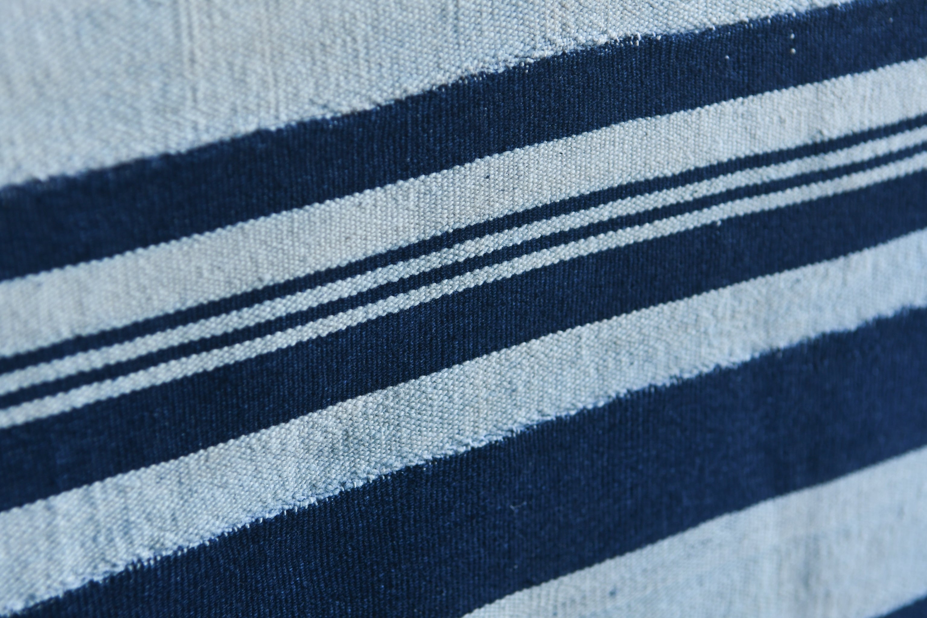 Handcrafted Textiles - Handmade - Contemporary - African Art - Home Decor - Living - African Indigo Textile - Tie Dyed Design - Blue White Stripes - Vintage Look - Crafted 100% Cotton Fabric - Stylish Garments - Home Decor - Timeless Style