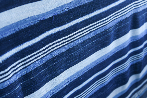 Handcrafted Textiles - Handmade - Contemporary - African Art - Home Decor - Living - Striped Textile - Vintage African Cotton material - Indigo Dyed design - Home Decor Accent - Bold Touch - Living Space