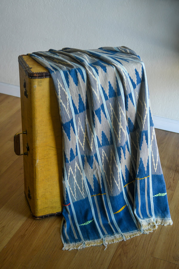 Handcrafted Textiles - Contemporary - African Art - Africa - Fabric - Vintage -  Tie Dyed - Ikat - Baule -  Indigo - Cotton -  Throw - Blanket  - Home Decor - Living - Upholstery - Clothes Making