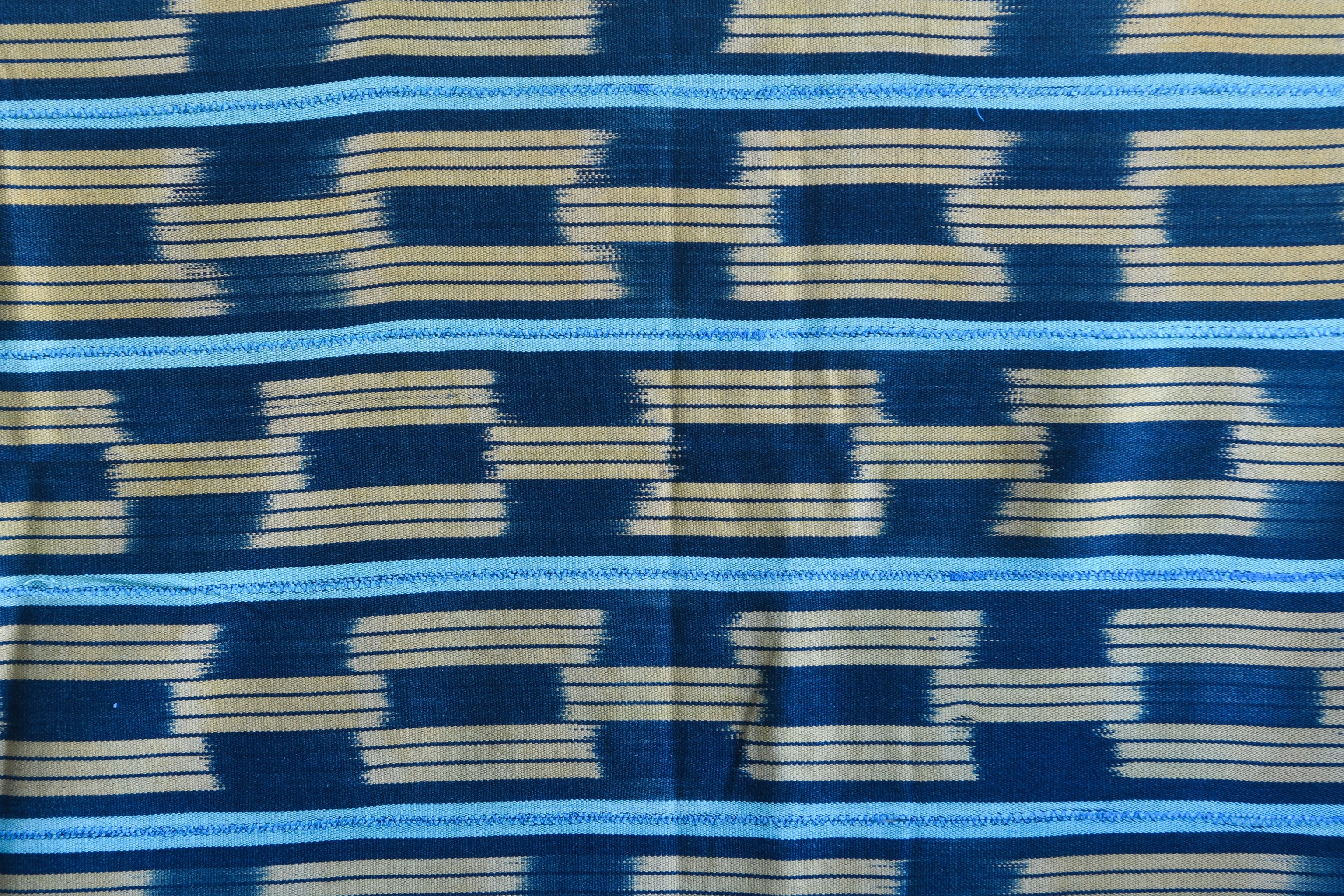 Handcrafted Textiles - Handmade - Contemporary - African Art - Home Decor - Living - Indigo Tie Dyed Ikat Fabric - Crafted African Cotton Textile - Vintage Baule Design