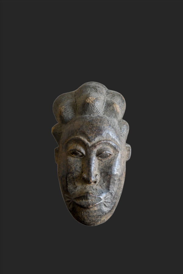Tribal Masks; Original sculptures and statuary, in any material; Handcrafted; Traditional; Folk Art; Collection; Artifacts;Of an age exceeding 100 years;Baule Portrait Mask, Carved Wooden, Traditional African Mask