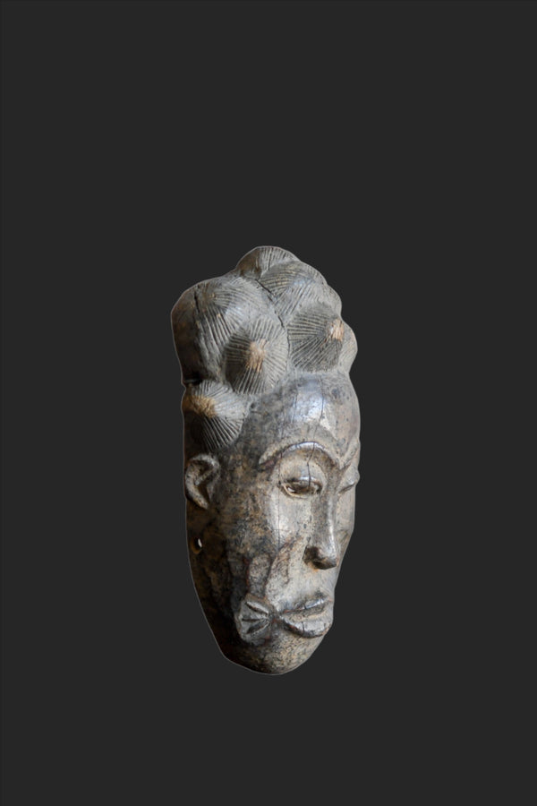 Tribal Masks; Original sculptures and statuary, in any material; Handcrafted; Traditional; Folk Art; Collection; Artifacts;Of an age exceeding 100 years;Baule Portrait Mask, Carved Wooden, Traditional African Mask