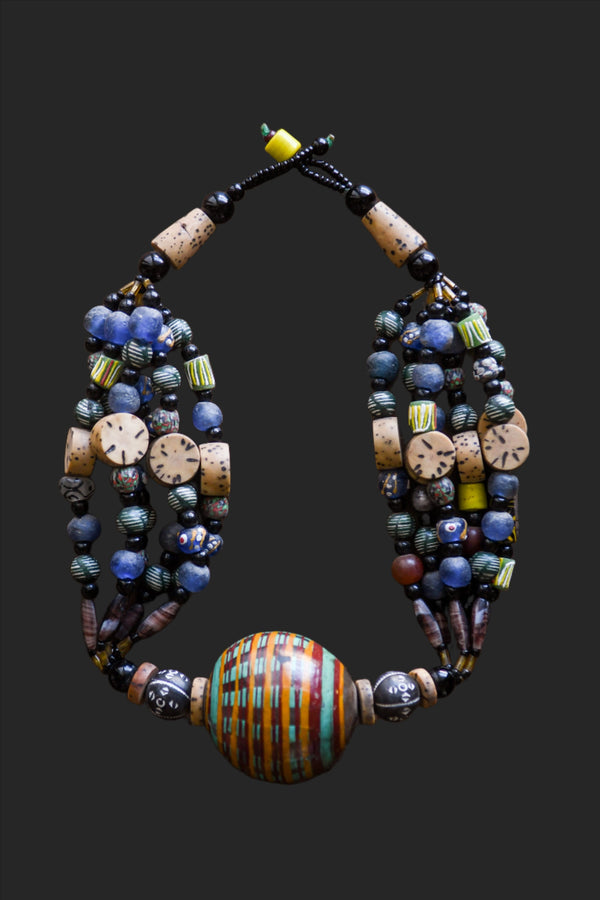Tribal Necklaces - African Plural Art - African Art - Necklaces - Jewelry - African Trade Glass Beads Necklace, Statement Tribal Jewelry