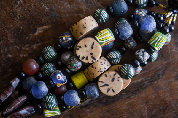 Tribal Necklaces - Traditional - Folk Art - African - Objects - Artifacts - Collectible - Gorgeous - Trade Beads - Handmade - 100% Genuine Large Mixed Trade Beads - Unique Collectible Piece - Jewelry Lover Collection - Statement Tribal - Inspired Charm - Excellent Choice