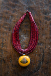 Tribal Necklaces - African Plural Art - African Art - Necklaces - Jewelry - African Tribal Leather Necklace, Amber Pendant