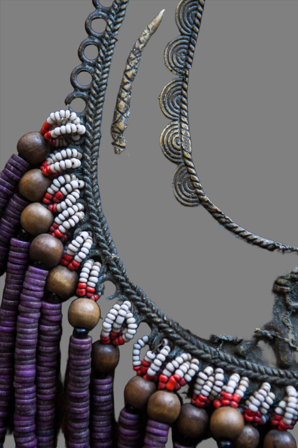 Tribal Silver Coins African Beaded Necklace