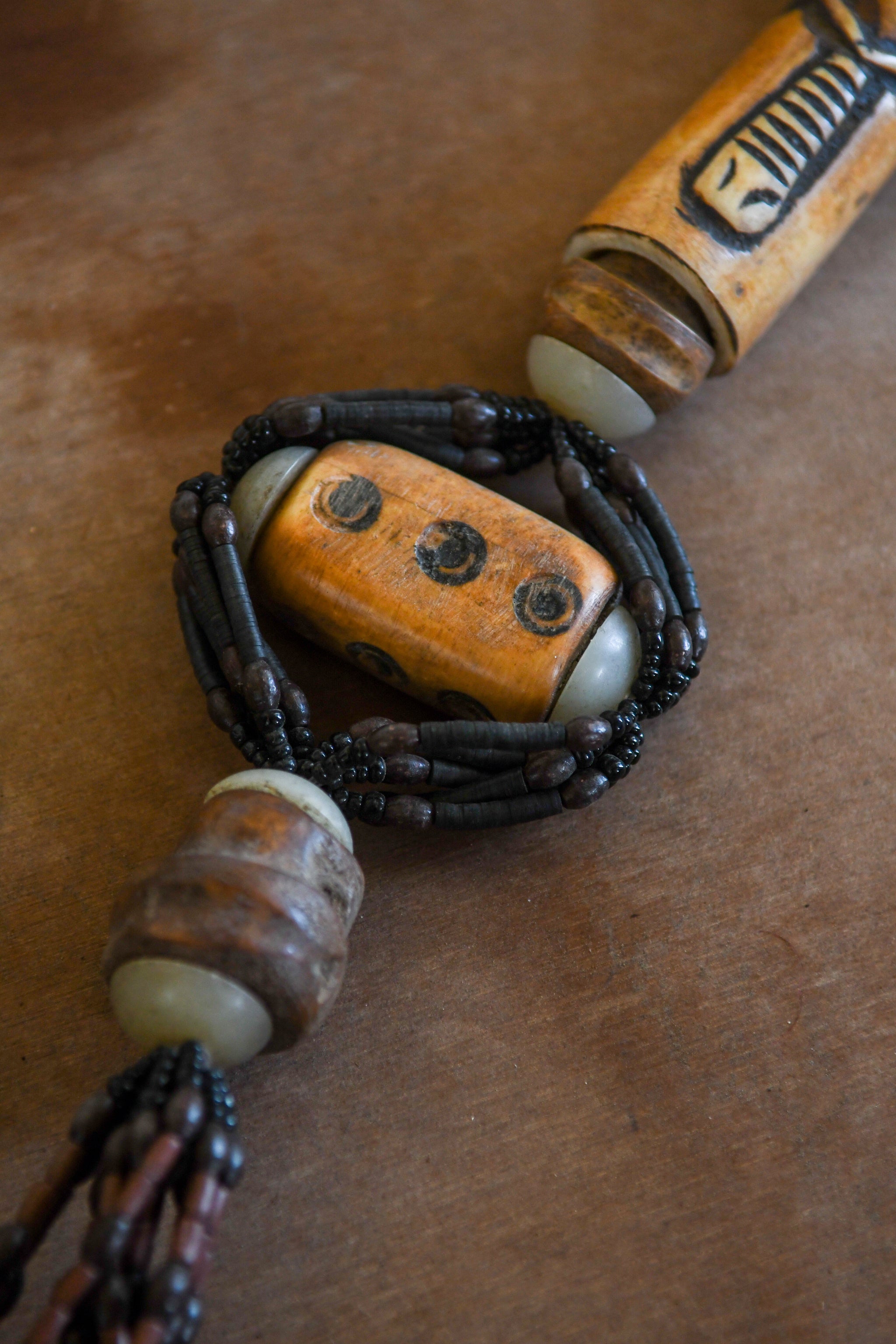 Tribal Necklaces - Traditional - Folk Art - African - Objects - Artifacts - Collectible - Huge - Rare - Carved Bone Necklace - Home Decoration - Collection - Bold Design - Intricate Detail