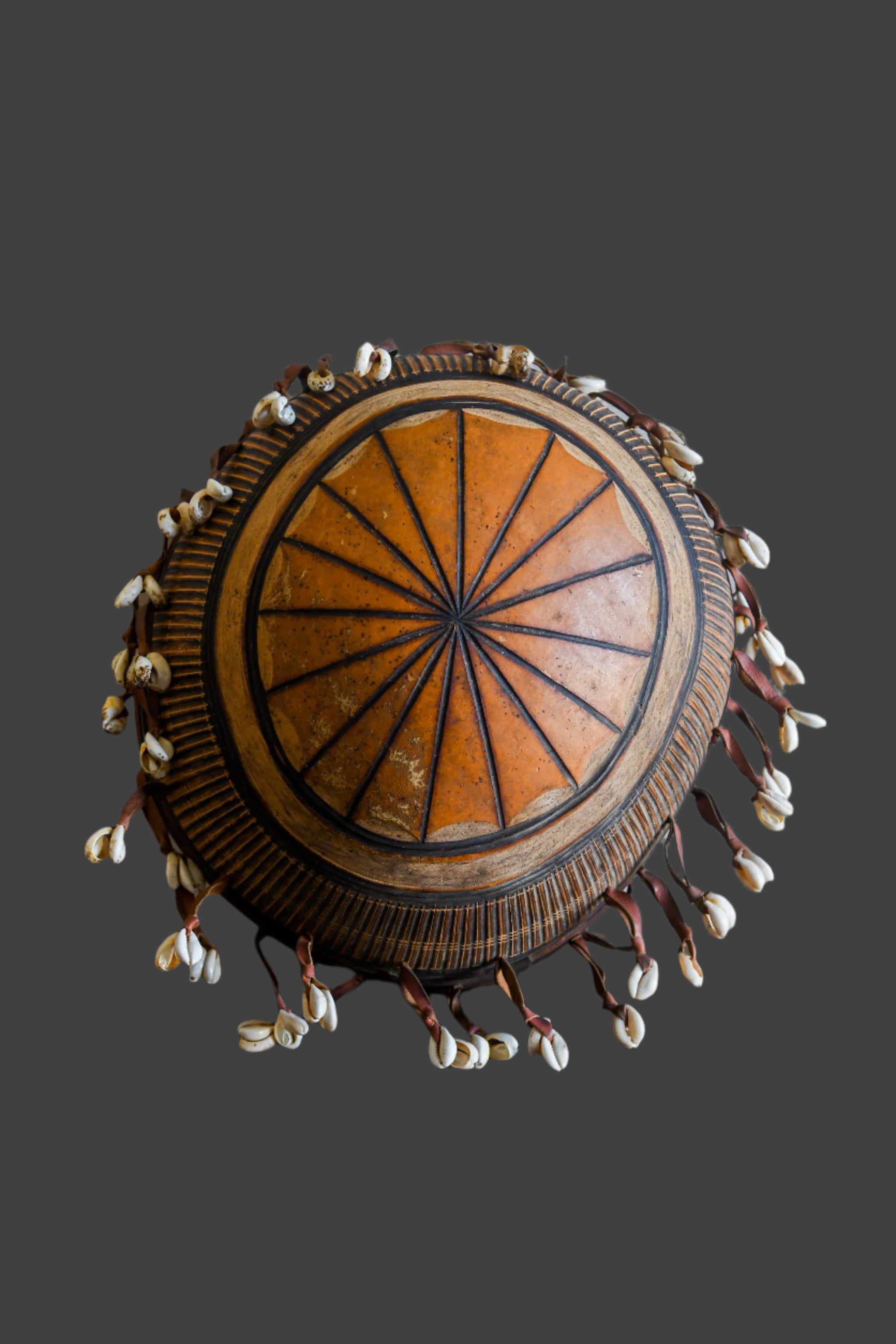 Tribe Shell Instruments African Calabash Bowl Cowrie Shell, Tribal Instrument Object, Folk Art